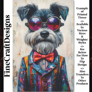 Papel De Seda Perrito Schnauzer Lindo, CD1 Decoupage Colorido Ví