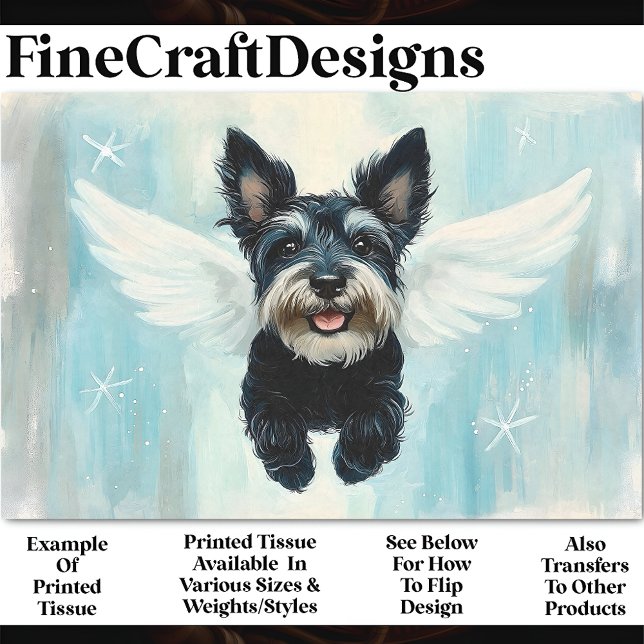 Papel De Seda Perrito Terrier Volador Con Alas AU8 Decoupage (Subido por el creador)