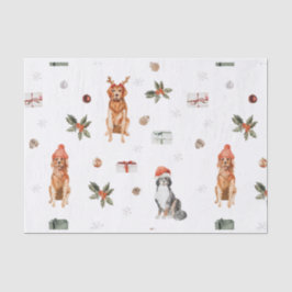 Papel De Seda Perro acuarela navidades