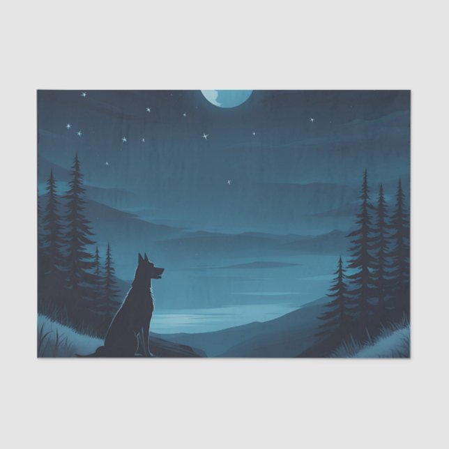 Papel De Seda Perro bajo la luz de la luna (Anverso)