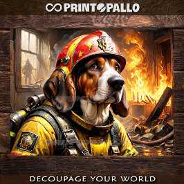 Papel De Seda Perro Basset Hound como Bombero - 