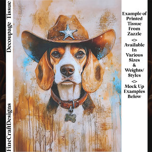 Papel De Seda Perro Beagle del Salvaje Oeste con Sombrero de Vaq