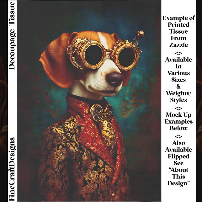 Papel De Seda Perro Beagle Steampunk Glamuroso Decoupage EZ5R (Subido por el creador)