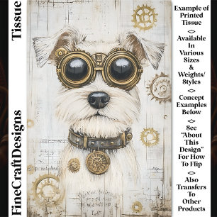 Papel De Seda Perro blanco de Steampunk lindo en gafas desconcha