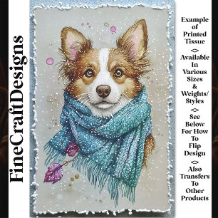 Papel De Seda Perro Border Collie, Bufanda Azul, Nieve BZ3 Decou