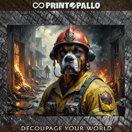 Papel De Seda Perro Boxer como bombero -
