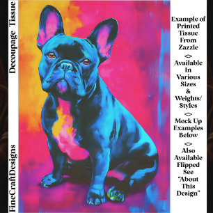 Papel De Seda Perro Bulldog Francés Colorido Pop Art Decoupage E