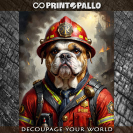 Papel De Seda Perro Bulldog inglés actuando como bombero -