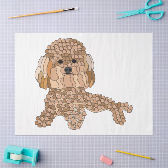 Papel De Seda Perro Caniche  (Artesanía)