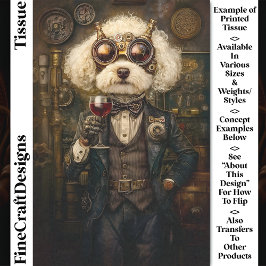 Papel De Seda Perro Caniche Steampunk Bebiendo Vino CP3 Decoupag