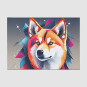 Papel De Seda Perro chiba inu geométrico