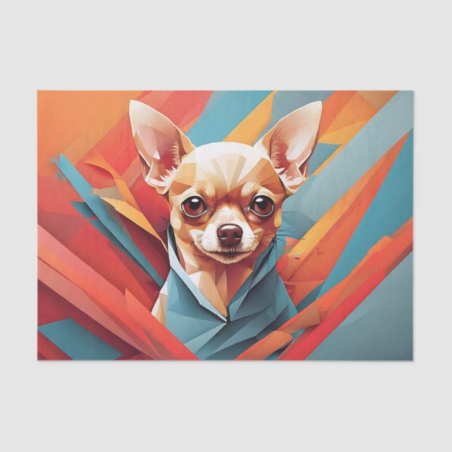 Papel De Seda Perro Chihuahua geométrico (Anverso)