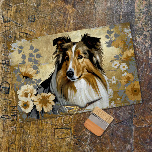 Papel De Seda Perro Collie Áspero Decoupage 