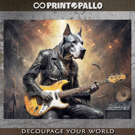Papel De Seda Perro Dane grande tocando guitarra eléctrica