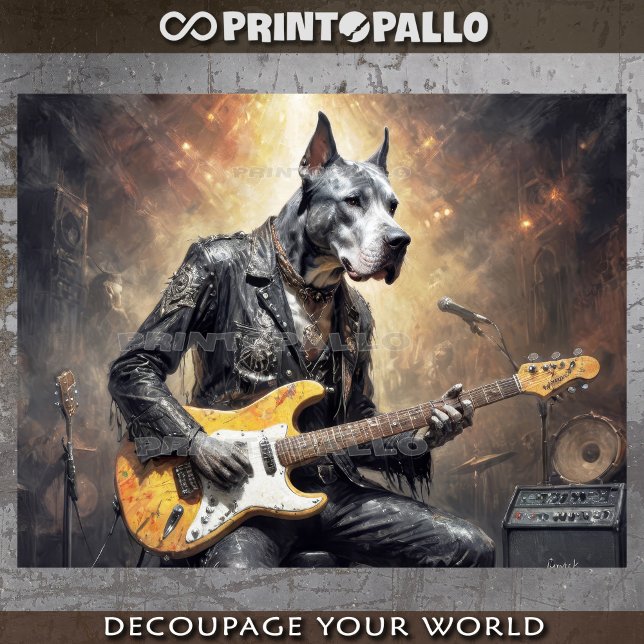 Papel De Seda Perro Dane grande tocando guitarra eléctrica (Subido por el creador)