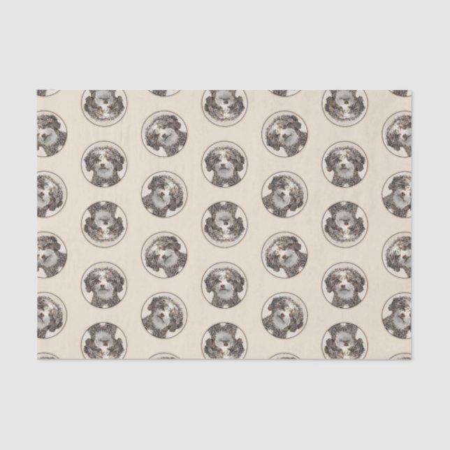 Papel De Seda Perro de agua español pintando arte de perro moren (Anverso)