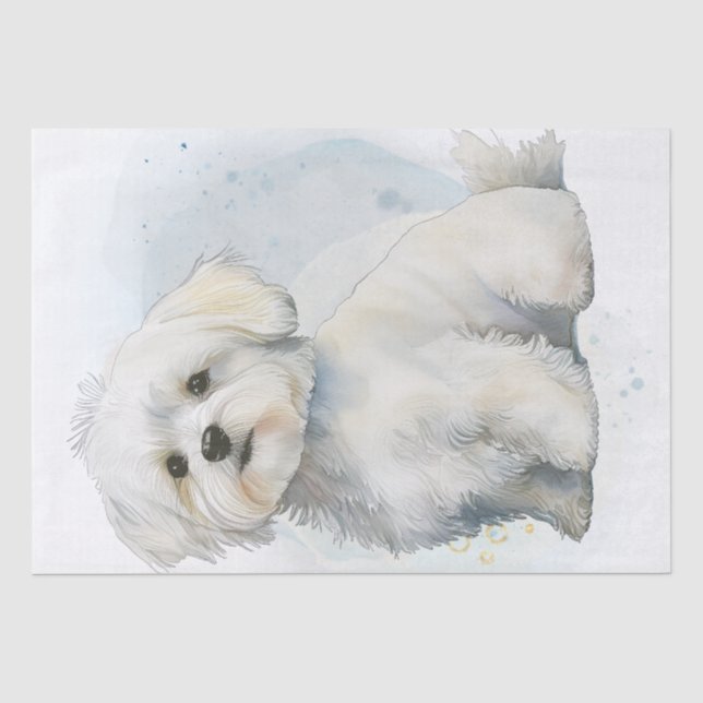 Papel De Seda Perro de cachorro maltés (Anverso)