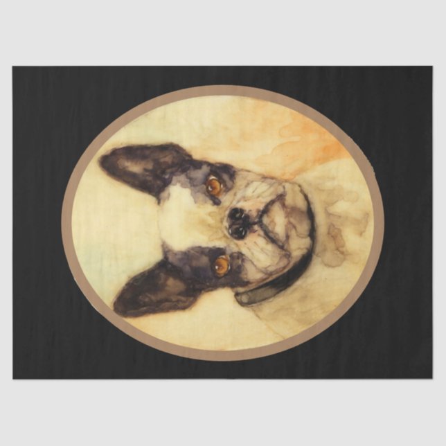 Papel De Seda PERRO DE MINIATURA VICTORIANA RETRATA Bulldog fran (Anverso)