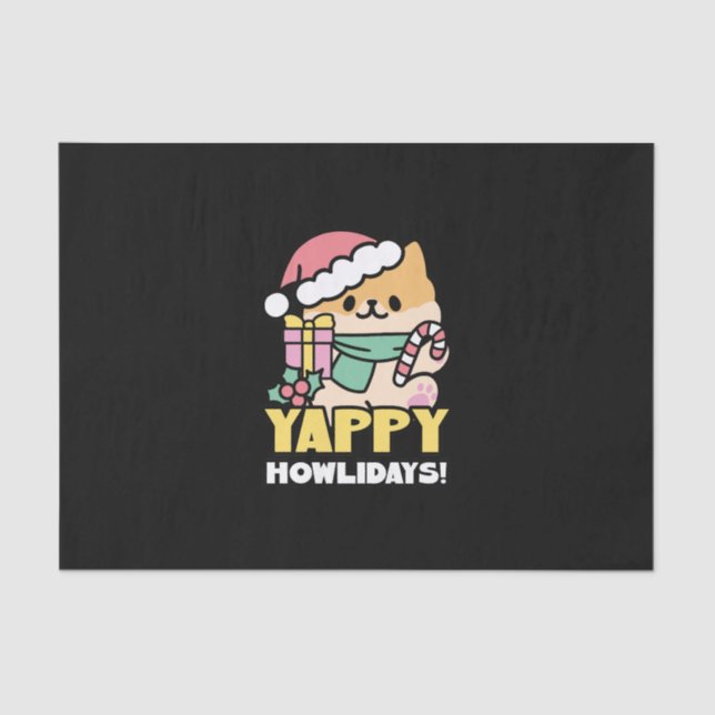 Papel De Seda Perro de Navidades Cuadros - Yappy Howlidays (Anverso)
