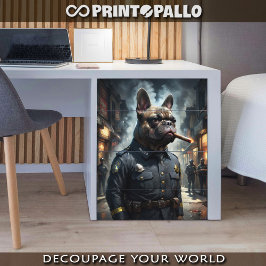 Papel De Seda Perro de pug como policía en Los Ángeles en 1920