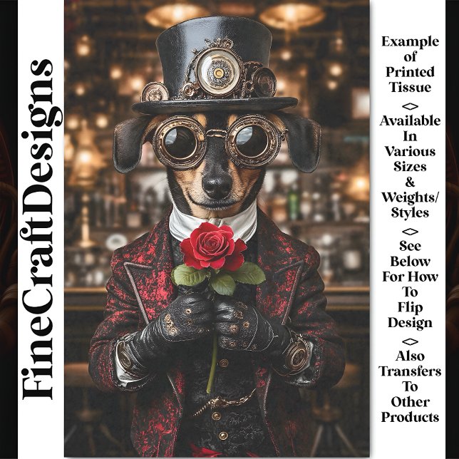 Papel De Seda Perro de Steampunk Dachshund + desenlace de rosa r (Subido por el creador)