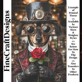 Papel De Seda Perro de Steampunk Dachshund + desenlace de rosa r