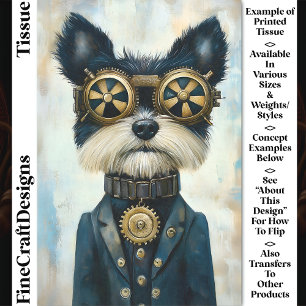 Papel De Seda Perro de Steampunk Terrier En Goggles CY3 Decoupag