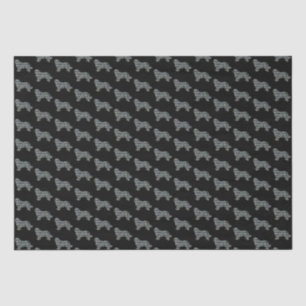 Papel De Seda Perro de Terranova Amarillo y Cuadrícula Azul Negr