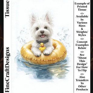 Papel De Seda Perro divertido Westie, Anillo de goma y Pato CV5