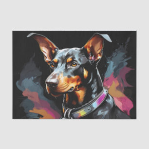 Papel De Seda Perro Doberman en negro