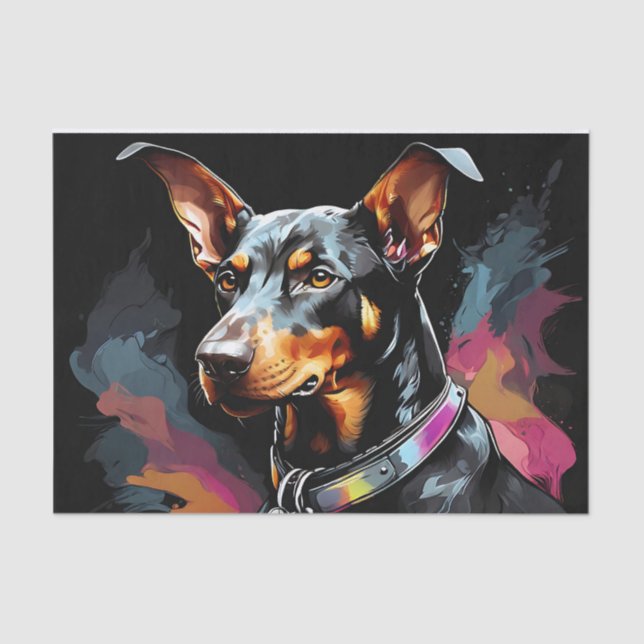 Papel De Seda Perro Doberman en negro (Anverso)