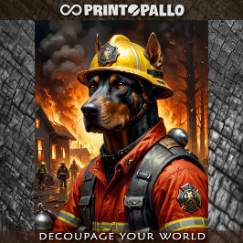 Papel De Seda Perro Dobermann actuando como bombero -