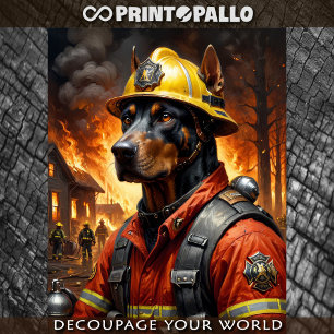 Papel De Seda Perro Dobermann actuando como bombero -