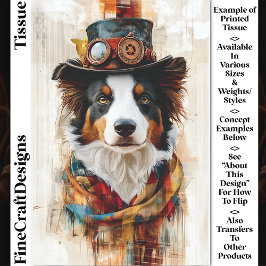 Papel De Seda Perro Elegante Steampunk, Sombrero de Copa, Bufand