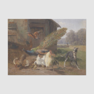 Papel De Seda Perro en el patio de aves de corral por Carl Jutz