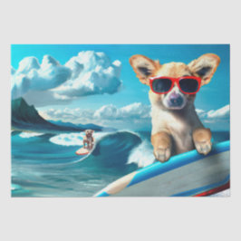 Papel De Seda Perro en Surfboard usando gafas de sol arte de IA