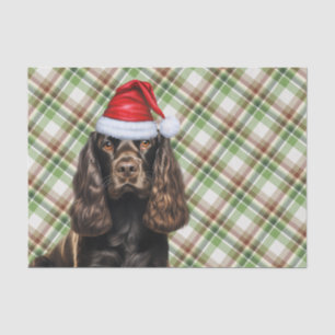Papel De Seda Perro español Cocker marrón con Navidades de comid