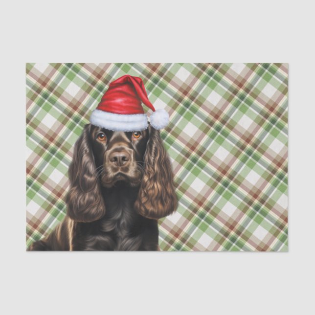 Papel De Seda Perro español Cocker marrón con Navidades de comid (Anverso)