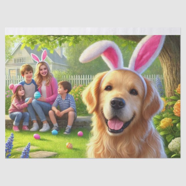 Papel De Seda Perro Familiar de Pascua (Anverso)