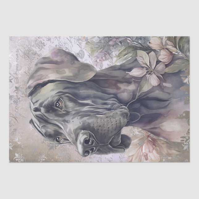 Papel De Seda Perro floral de Dane (Anverso)