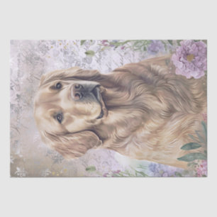 Papel De Seda Perro Floral Golden Retriever