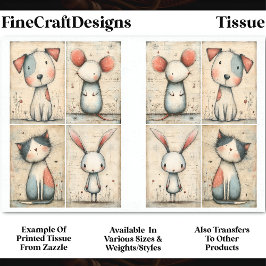 Papel De Seda Perro, Gato, Ratón y Conejo Caprichosos DS1B Decou