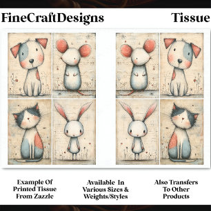 Papel De Seda Perro, Gato, Ratón y Conejo Caprichosos DS1B Decou