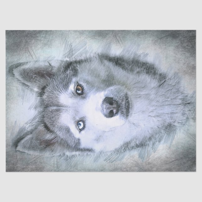 Papel De Seda Perro Husky Siberiano (Anverso)