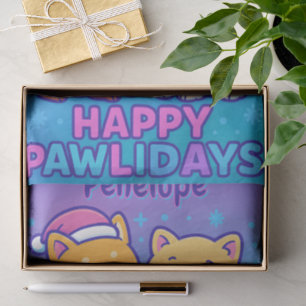 Papel De Seda Perro Lindo Navidad Pawlidays Azul Púrpura Kawaii