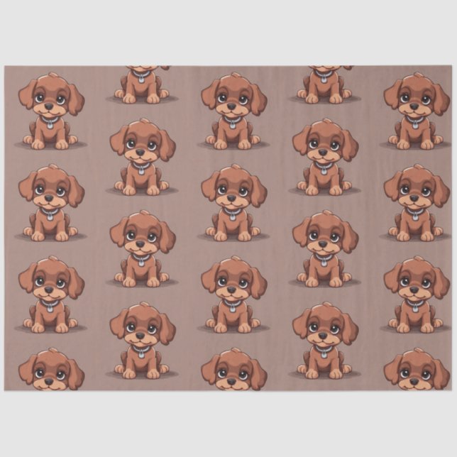 Papel De Seda Perro marrón lindo (Anverso)