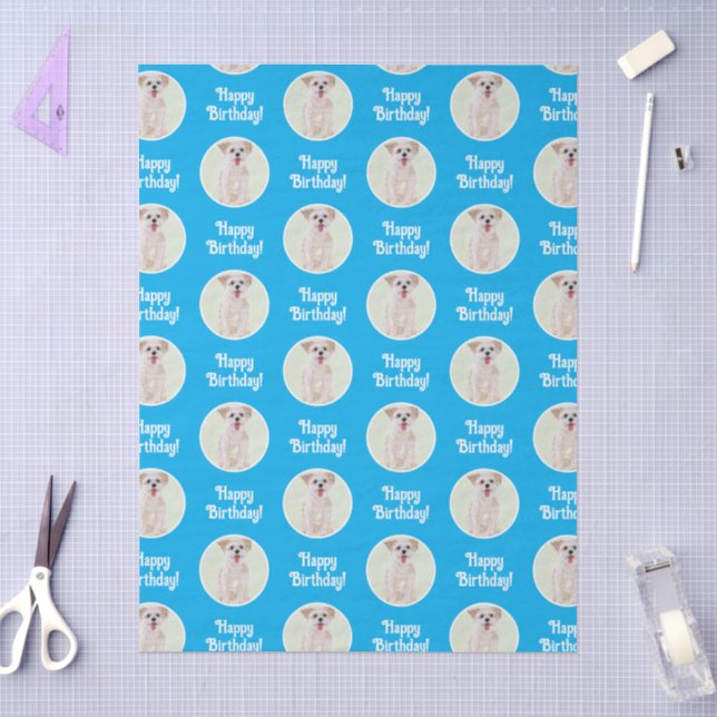 Papel De Seda Perro Morkie Azul (Artesanía)