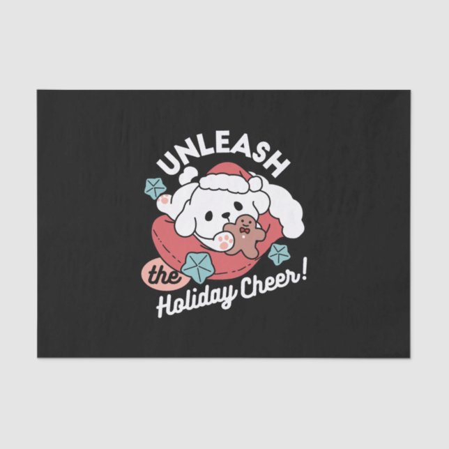 Papel De Seda Perro navidad en Sombrero Santa - festividad para  (Anverso)