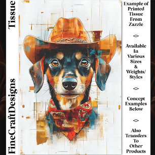 Papel De Seda Perro Negro y Marrón, Sombrero de Vaquero DE1 Deco