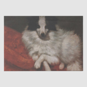 Papel De Seda Perro ondulado sentado en un cojín (Gustave Courbe